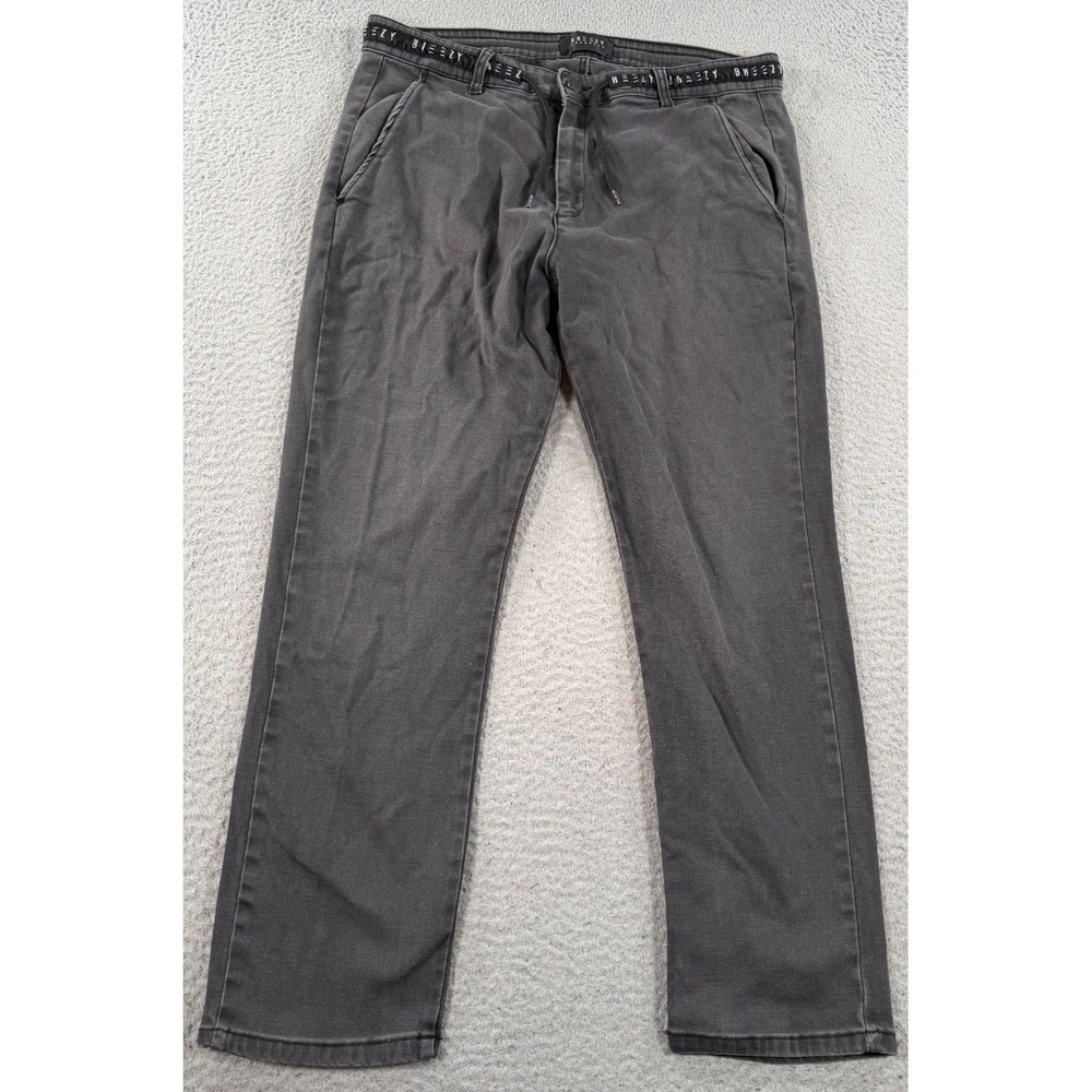 Breezy Darknees Pants Mens 32x26 Gray Drawstring Waist Casual Straight Legs